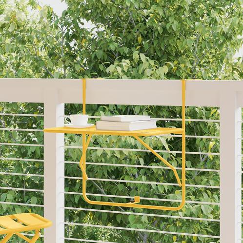 vidaXL Inklapbare Hangende Balkon Tafel in Mosterd - 60x40, Tuin en Terras, Tuintafels, Nieuw, Verzenden
