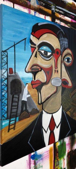 Oscar Green - L’Homme au Col Blanc, Antiek en Kunst, Kunst | Schilderijen | Modern