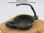 Middeleeuwen Bronzen olielamp, Antiquités & Art