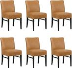 Set van 6 Cognac leren landelijke eetkamerstoelen - Vintage, Nieuw, Vijf, Zes of meer stoelen, Landelijk, Leer