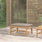 vidaXL Tuinvoetenbank met kussen bamboe taupe, Tuin en Terras, Verzenden, Nieuw