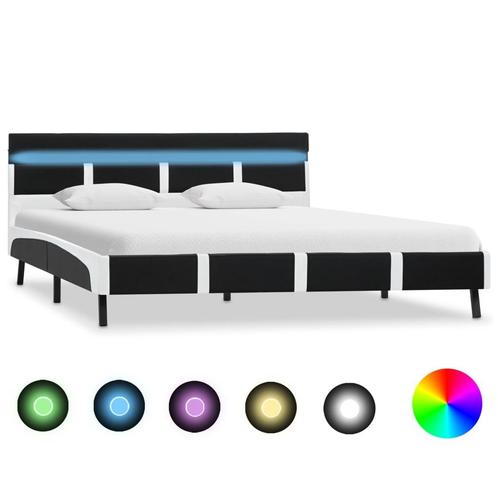 vidaXL Bedframe met LED kunstleer zwart 120x200 cm, Huis en Inrichting, Slaapkamer | Bedden, Nieuw, Verzenden