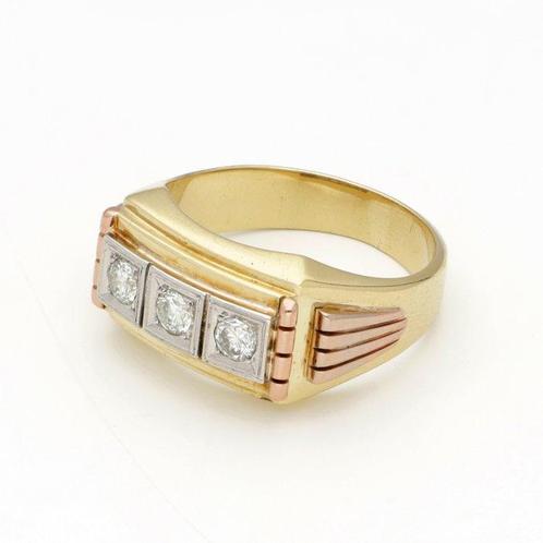 Ring - 18 karaat Geel goud, Roségoud -  0.27ct. tw. Diamant, Bijoux, Sacs & Beauté, Bijoux anciens