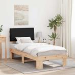 vidaXL Bedframe met Gevoerde Hoofdbord Zwart 75 x 190 cm, Huis en Inrichting, Verzenden, Nieuw