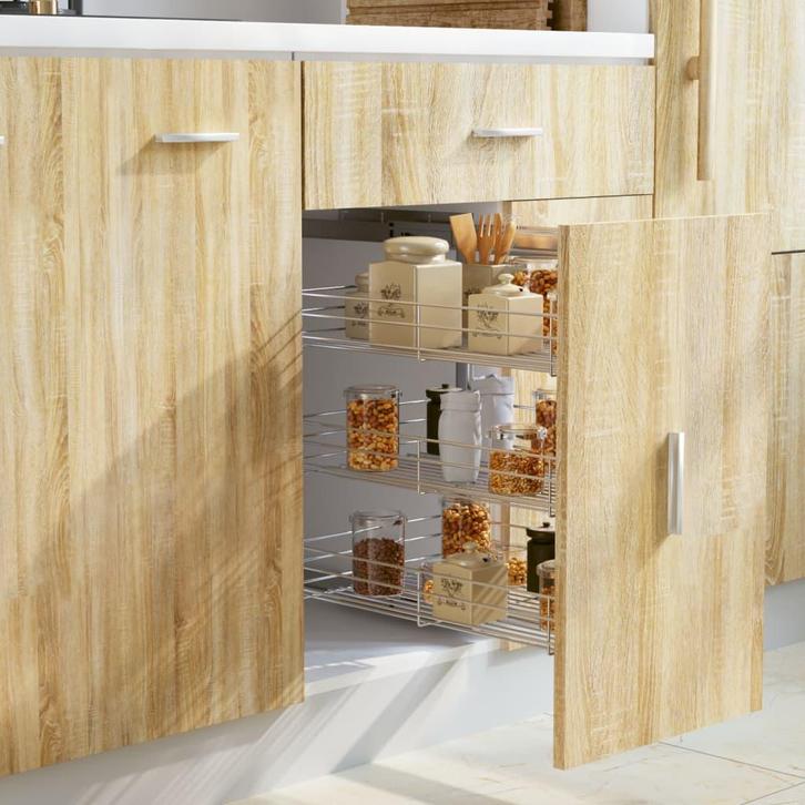 vidaXL Draadmand keuken uittrekbaar 3-laags 47x35x56 cm, Huis en Inrichting, Keuken | Keukenbenodigdheden, Nieuw, Verzenden