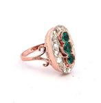 Zonder Minimumprijs - Ring - 9 kt. Roségoud, Zilver Smaragd