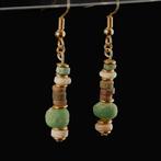 Het oude Egypte, Grieks-Romeinse periode Faience Oorbellen, Antiek en Kunst