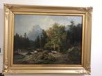 Bernhard Müligh (1829-1910) - Paesaggio alpino con mandria, Antiek en Kunst