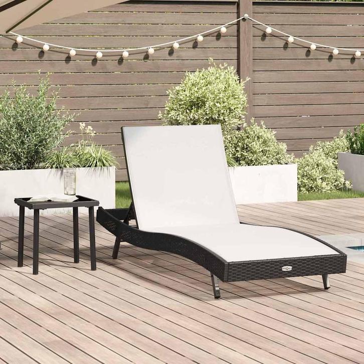 vidaXL Ligstoel 2 pcs Zwart en Wit poly rattan, Tuin en Terras, Ligbedden, Nieuw, Verzenden