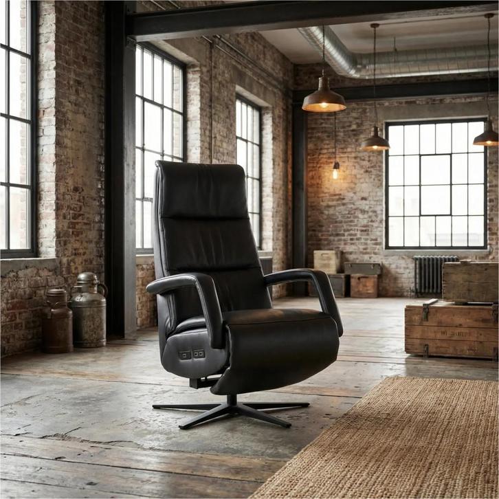 Leren elektrisch relaxfauteuil Calm, Huis en Inrichting, Fauteuils, 50 tot 75 cm, 75 tot 100 cm, Nieuw, Leer, Ophalen of Verzenden