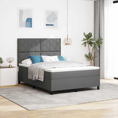 vidaXL Boxspring bed met matras Donkergrijs 140 x 200 cm, Huis en Inrichting, Slaapkamer | Bedden, Nieuw, Verzenden