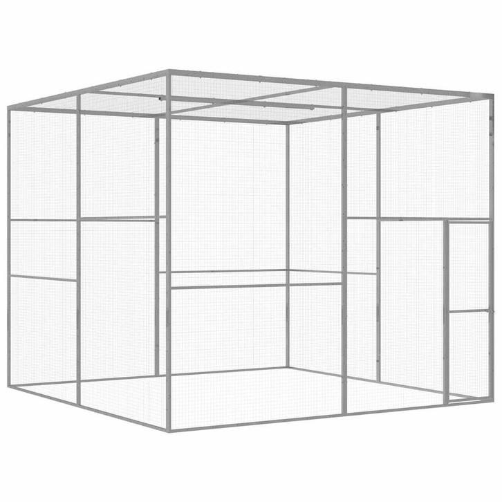 vidaXL Kattenkooi 3x3x2,5 m gegalvaniseerd staal, Dieren en Toebehoren, Knaagdieren en Konijnen | Hokken en Kooien, Nieuw, Verzenden