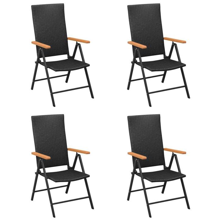 Zwarte Tuinstoelen 4 Stuks | Retour Deal | Nu Goedkoop!, Tuin en Terras, Tuinstoelen, Nieuw, Rotan, Verzenden