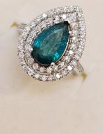 Ring Witgoud Smaragd - Diamant, Handtassen en Accessoires