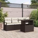 vidaXL Tuinbank Set met opslag 5 pcs Bruin Poly rattan, Verzenden, Nieuw