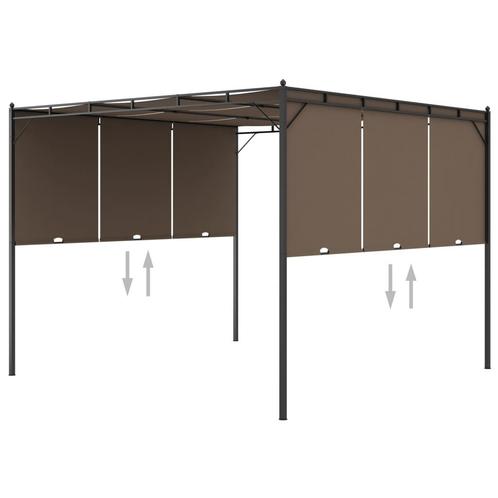 vidaXL Tuinprieel met zijgordijn 3x3x2,25 m taupe, Tuin en Terras, Partytenten, Nieuw, Verzenden