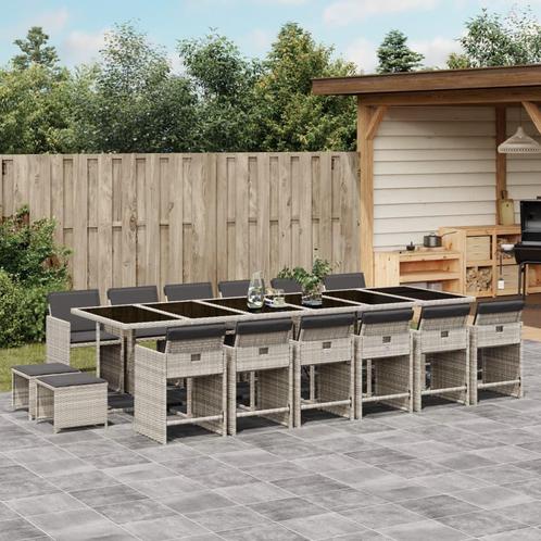 vidaXL Ensemble à manger de jardin et coussins 17 pcs, Jardin & Terrasse, Ensembles de jardin, Neuf, Envoi