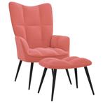 vidaXL Relaxstoel met voetenbank fluweel roze, Verzenden