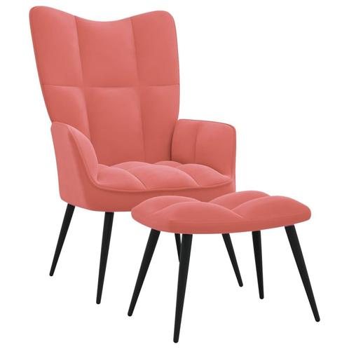 vidaXL Relaxstoel met voetenbank fluweel roze, Huis en Inrichting, Fauteuils, Nieuw, Verzenden