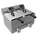 Friteuse | Elektrisch | 8+8L | 6kW (2x 230V) | Aftapkranen, Verzenden, Nieuw in verpakking