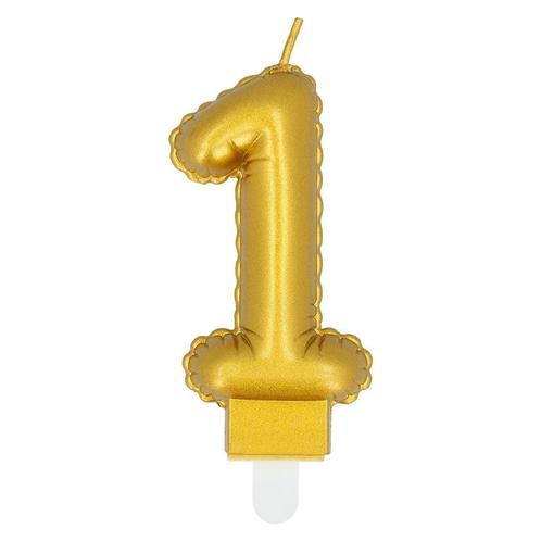 Gouden Kaars 1 Jaar 8cm, Hobby en Vrije tijd, Feestartikelen, Nieuw, Verzenden