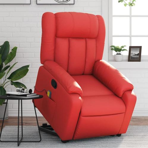 vidaXL Sta-op-massagestoel verstelbaar kunstleer rood, Huis en Inrichting, Fauteuils, Nieuw, Verzenden