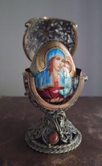 Russisch houten ei in een mooi filigraan koperen omhulsel -, Antiek en Kunst