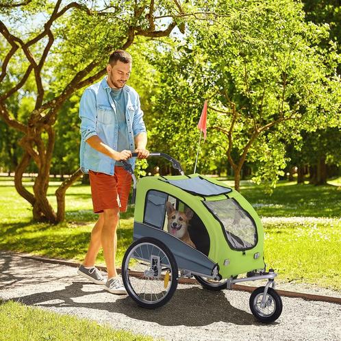 Fietskar - Hondenjogger - Groen+Grijs - Voor honden, Dieren en Toebehoren, Honden-accessoires, Nieuw, Ophalen of Verzenden