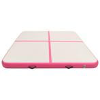 Gymnastiekmat met pomp opblaasbaar 200x200x15 cm PVC roze, Sport en Fitness, Nieuw, Verzenden
