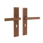 Ferro geveerd op schild sleutelgat 55mm mat brons, Ophalen of Verzenden, Klink of Kruk