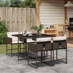 vidaXL 5-delige Tuinset met kussens poly rattan bruin, Tuin en Terras, Tuinsets en Loungesets, Verzenden, Nieuw, Tuinset