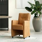 Set van 6 Leren eetkamerstoelen Sharp - Granada Sahara, Huis en Inrichting, Stoelen, Ophalen of Verzenden, Nieuw, Leer