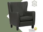 Leren fauteuil Hug - Hermes Antracite (donkergrijs) - Poten, Huis en Inrichting, Nieuw, Ophalen of Verzenden, 75 tot 100 cm, Eigentijds, Klassiek, Retro, Romantisch