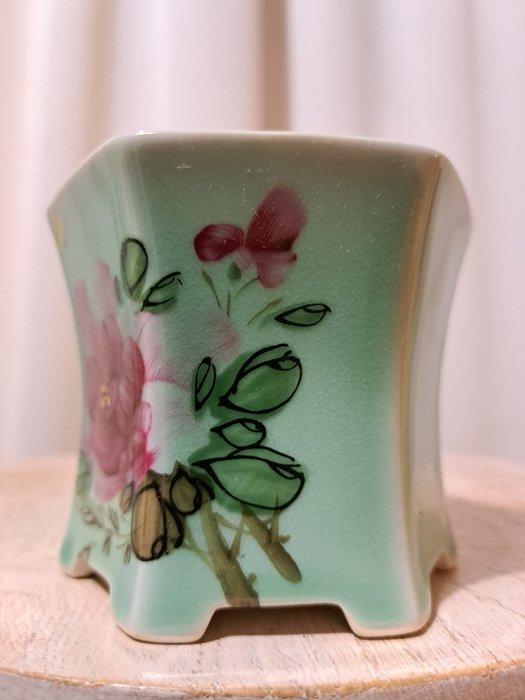 Bonsai schaal - 9,5x9,5x8,5cm - geglazuurd - Hoogte (boom):, Antiek en Kunst, Curiosa en Brocante