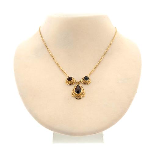 Gouden collier met granaat stenen; 43 cm | Uno A Erre, Handtassen en Accessoires, Kettingen, Overige kleuren, Gebruikt, Met edelsteen