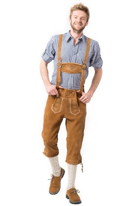 Lederhose Leer Lang Bruin en Bretels, Enfants & Bébés, Costumes de carnaval & Déguisements, Envoi