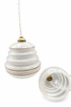 Plafondlamp (2) - Verguld messing, Opaline glas - Een paar