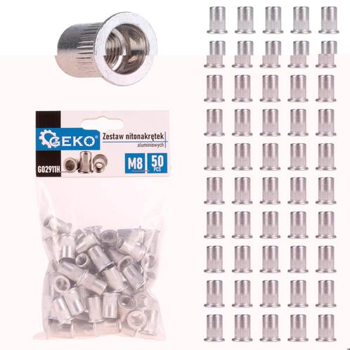 GEKO Blindklinkmoeren aluminium M8 (50st), Doe-het-zelf en Bouw, IJzerwaren en Bevestigingsmiddelen, Nieuw, Ophalen of Verzenden