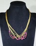 Halsketting - 18 karaat Geel goud - Robijnwortels, Nieuw