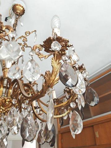 Lustre - Laiton - Cristaux fumés majestueux