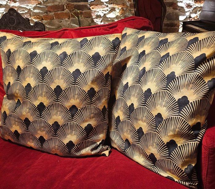 Exclusieve set van twee Art Deco kussens goud - 50x50cm -, Antiek en Kunst, Kunst | Designobjecten