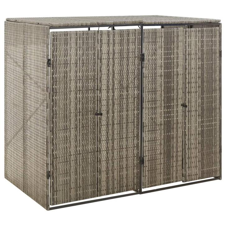 vidaXL Containerberging dubbel 140x80x117 cm poly rattan, Doe-het-zelf en Bouw, Containers, Verzenden