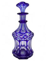 Carafe - Bohemian Decanter con Dettagli a Intaglio Blue, Antiek en Kunst