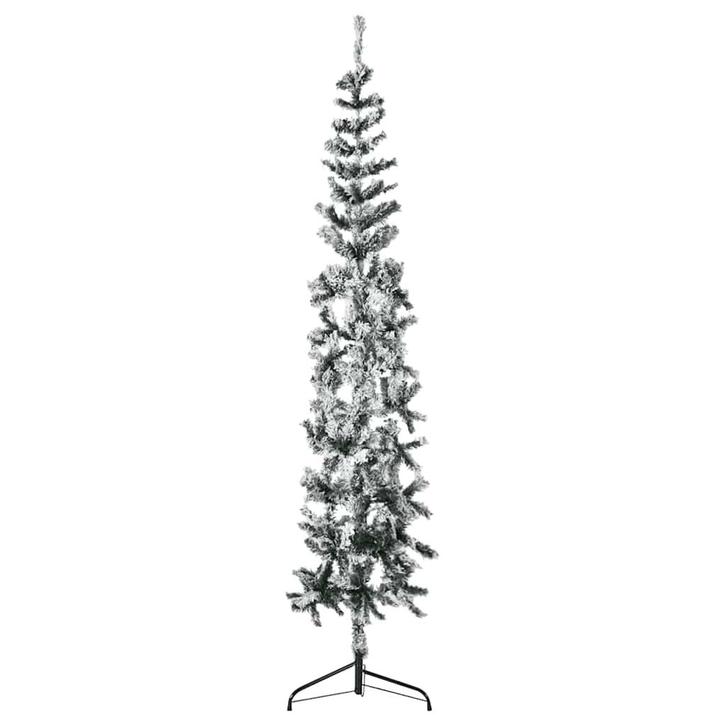 vidaXL Kunstkerstboom half met sneeuw smal 240 cm, Diversen, Kerst, Nieuw, Verzenden