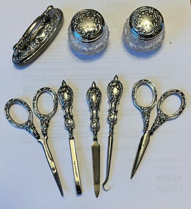 Ensemble d’accessoires cosmétiques (8) - Argent sterling, Antiquités & Art, Antiquités | Argent & Or