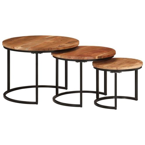 vidaXL Tables gigognes 3 pcs bois massif dacacia, Maison & Meubles, Tables | Tables de salon, Neuf, Envoi