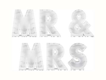Veiling - Ginger Ray - Ballonstandaard Mr & Mrs - Wit - Per beschikbaar voor biedingen