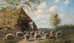 H .Hozee (1894-1961) - Herder met kudde schapen bij