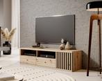 Meubella TV-Meubel licht eiken 161cm TV kast met lades, Huis en Inrichting, Kasten |Televisiemeubels, Nieuw, 150 tot 200 cm, Overige materialen