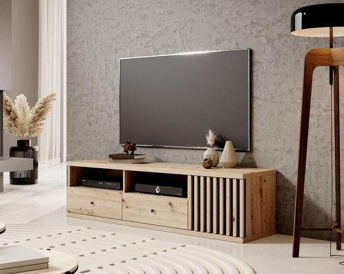 Meubella TV-Meubel licht eiken 161cm TV kast met lades, Huis en Inrichting, Kasten |Televisiemeubels, 25 tot 50 cm, Nieuw, 150 tot 200 cm